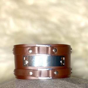 Adjustable Brown Faux Leather Bracelet!
